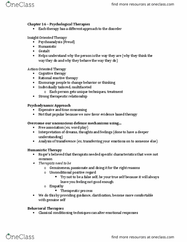 PSY100Y5 Lecture Notes - Lecture 16: Deeper Understanding, Systematic Desensitization, Electroconvulsive Therapy thumbnail