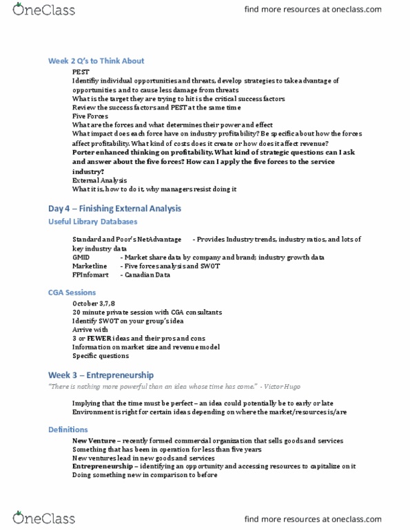 BU111 Lecture Notes - Lecture 4: Globaldata, Swot Analysis thumbnail