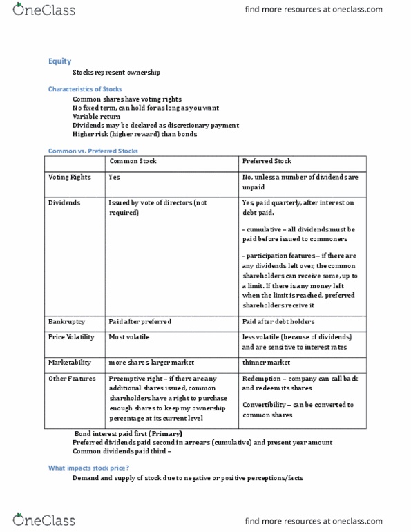 BU111 Lecture Notes - Lecture 12: Issued Shares, Market Trend thumbnail