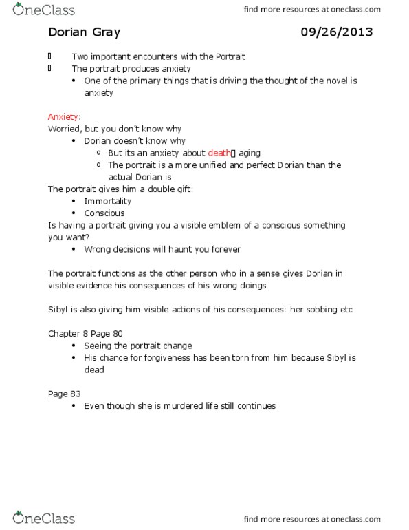 English 1022E Lecture 6: September 26, Dorian Gray Lec 006 thumbnail