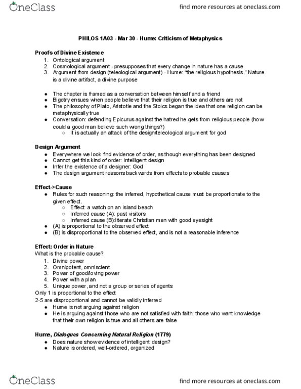 PHILOS 1A03 Lecture Notes - Lecture 24: Dialogues Concerning Natural Religion, Ontological Argument, Stoicism thumbnail