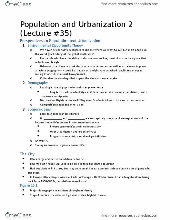 SOCIOL 1A06 Lecture Notes - Lecture 35: Counterurbanization, Visible Minority, Mechanical And Organic Solidarity thumbnail