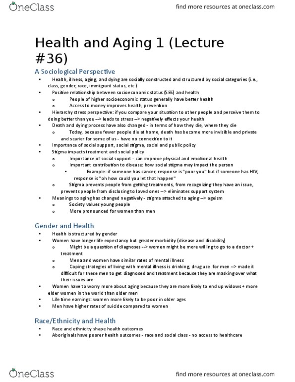 SOCIOL 1A06 Lecture Notes - Lecture 36: Menopause, Talcott Parsons, Symbolic Interactionism thumbnail