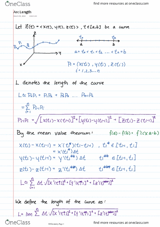 MATH101 Lecture 33: Arc Length March 30 thumbnail