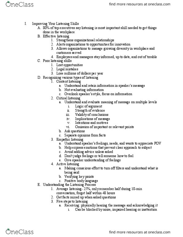 HFT 4286 Lecture Notes - Lecture 5: Selective Perception, Facial Expression, Nonverbal Communication thumbnail