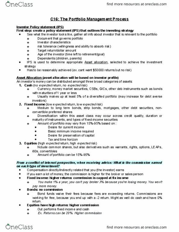 AFM121 Chapter Notes - Chapter 16: Weighted Arithmetic Mean, Standard Deviation, Sharpe Ratio thumbnail