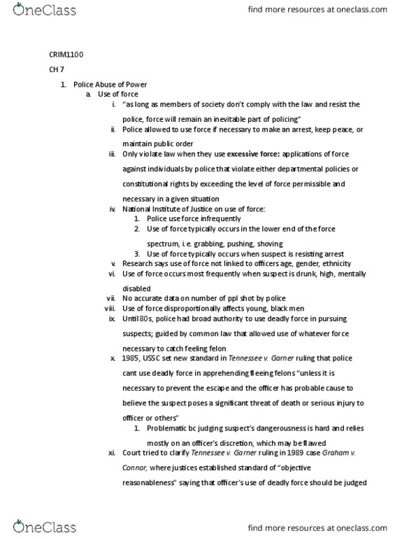 CRIM 1100 Chapter Notes - Chapter 7: False Arrest, Fokker E.Ii, Third Enforcement Act thumbnail