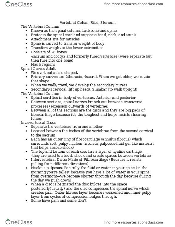 ANAT 101 Lecture Notes - Lecture 16: Axial Skeleton, Clavicle, Hip Bone thumbnail