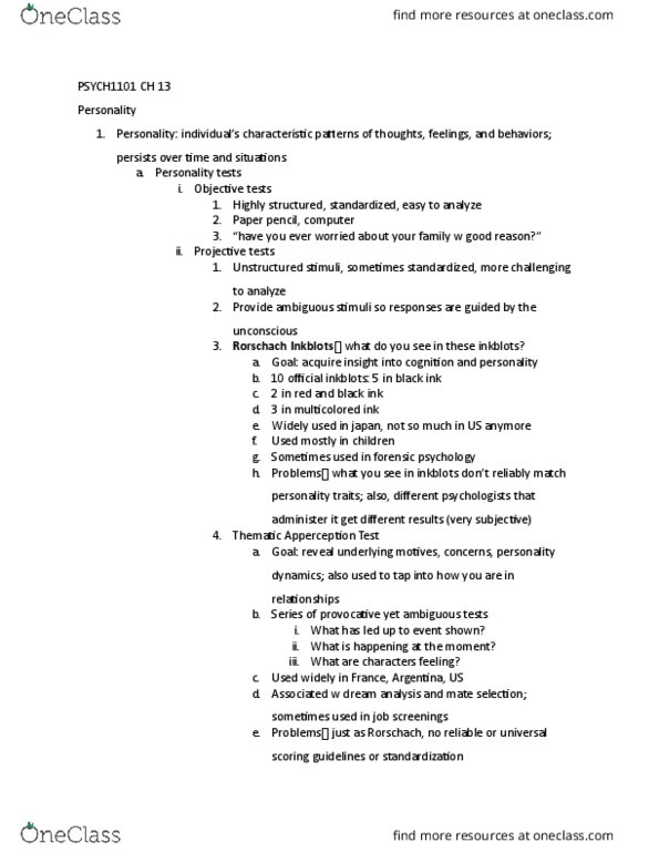 PSYC 1101 Chapter Notes - Chapter 13: Agreeableness, Self-Actualization, Cortisol thumbnail