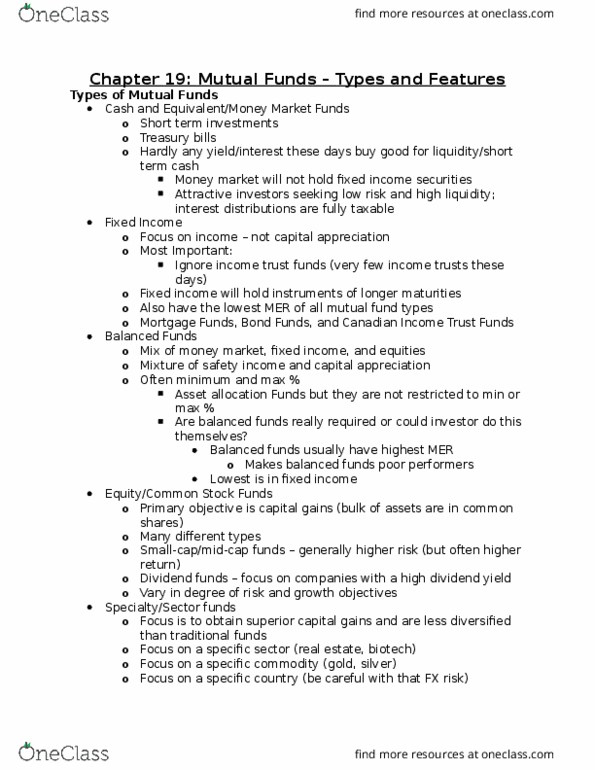 AFM121 Chapter Notes - Chapter 19: Relative Risk, Expense Ratio, Peer Group thumbnail