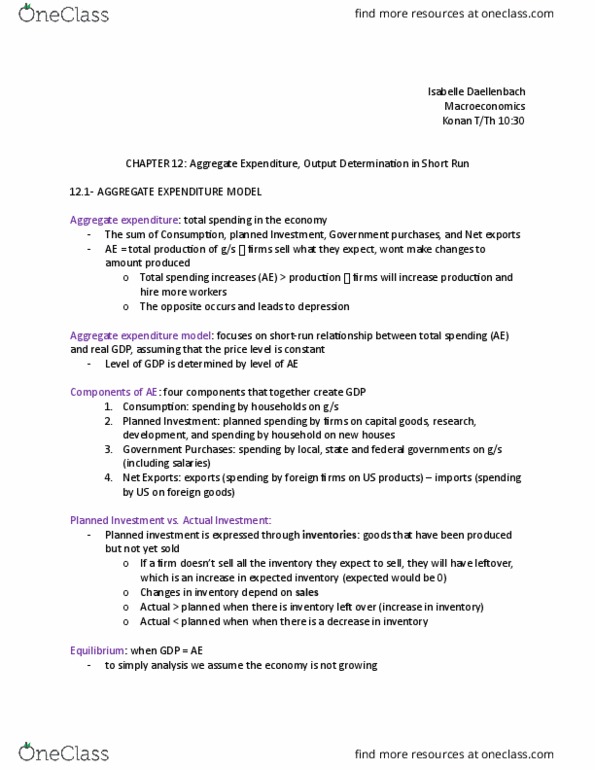 ECON1132 Chapter Notes - Chapter 12: Fiscal Multiplier, Exchange Rate, Cash Flow thumbnail