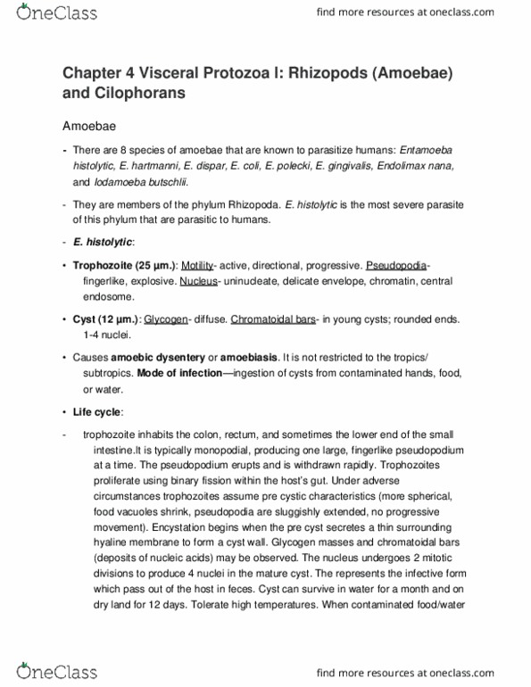 01:146:328 Lecture Notes - Lecture 8: Albendazole, Balantidium Coli, Fluorouracil thumbnail