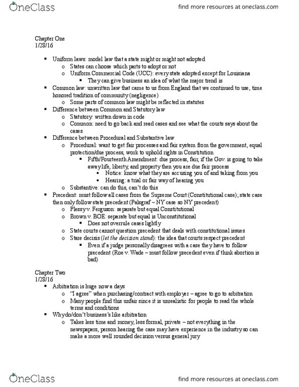 BSLW1021 Lecture Notes - Lecture 3: Alternative Dispute Resolution, Trial De Novo, Uniform Commercial Code thumbnail