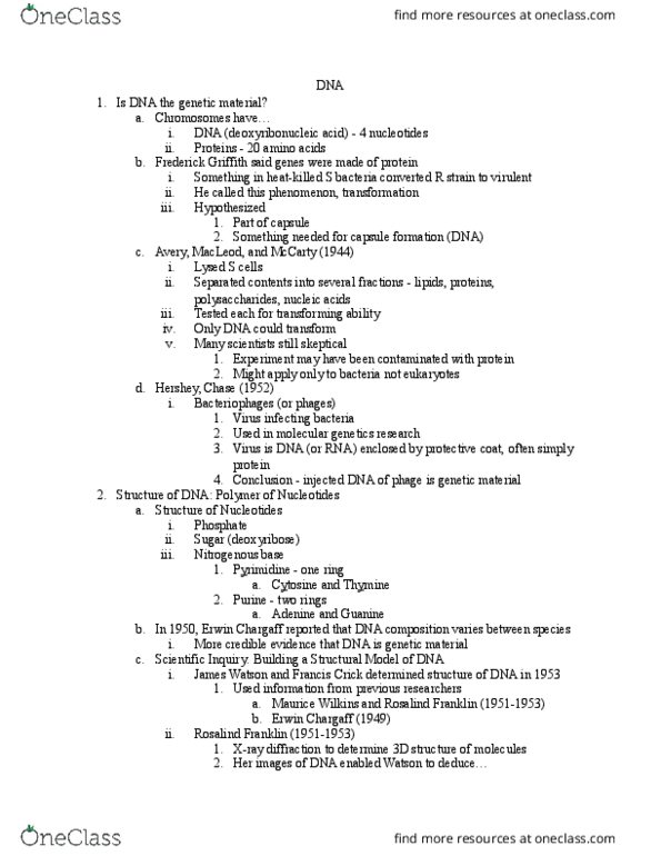 01:119:115 Lecture Notes - Lecture 14: Semiconservative Replication, Polynucleotide, Prokaryote thumbnail