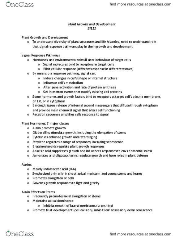 BI111 Lecture Notes - Lecture 25: Primordium, Xylem, Caffeine thumbnail