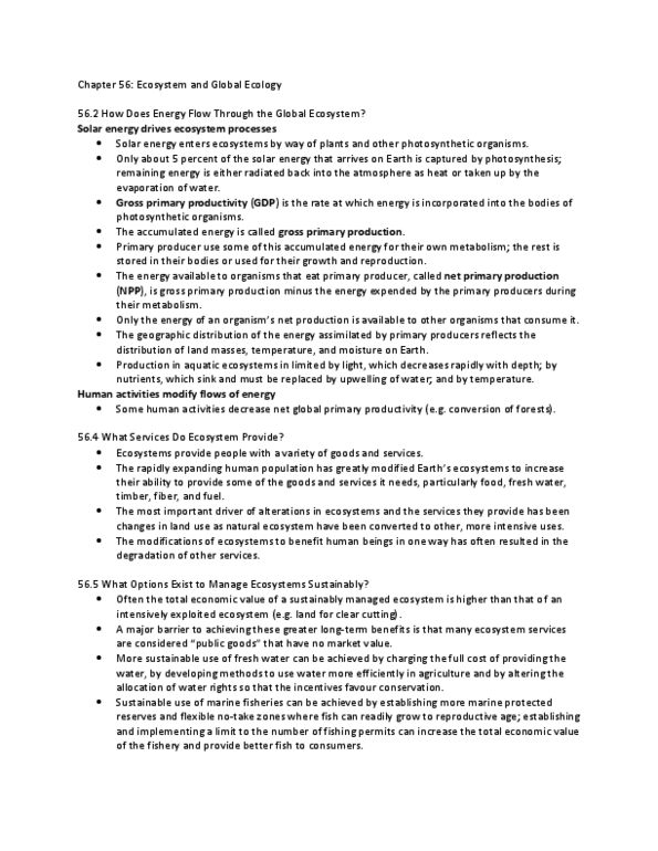 BIO330H5 Lecture Notes - Primary Producers, Primary Production, Ecosystem Services thumbnail