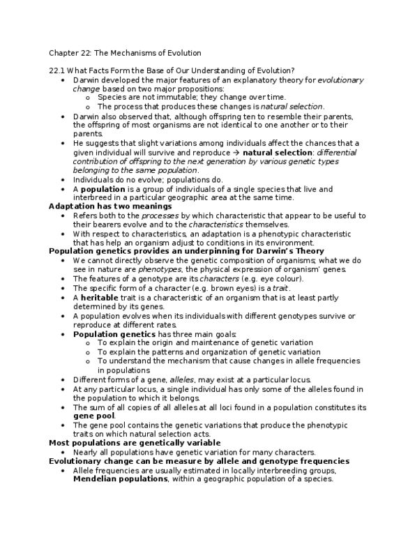 BIO330H5 Lecture Notes - Allele Frequency, Genotype Frequency, Population Genetics thumbnail