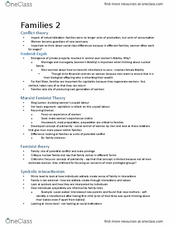 SOCIOL 1A06 Lecture Notes - Lecture 12: Credentialism And Educational Inflation, Friedrich Engels, Marxist Feminism thumbnail