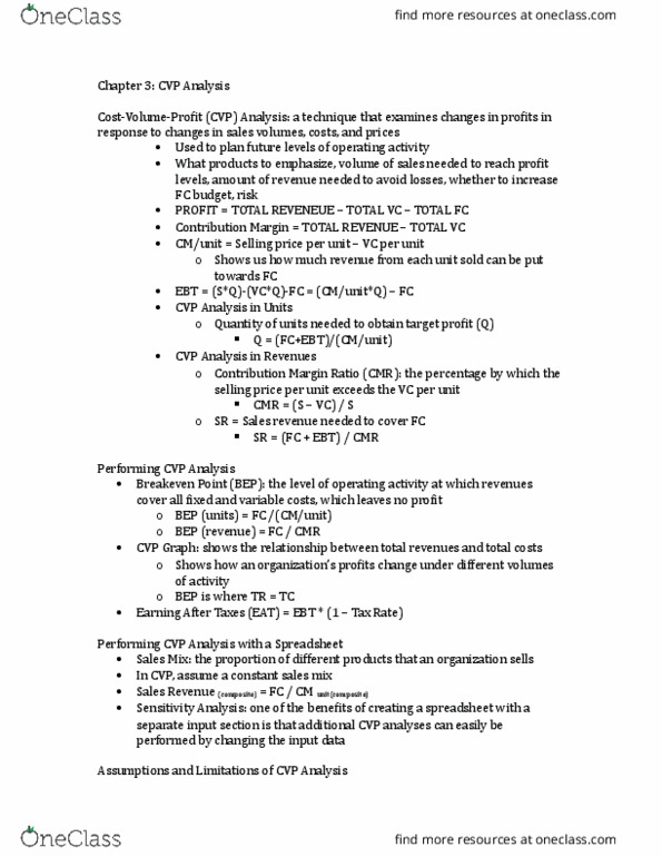 BU467 Chapter Notes - Chapter 3: Spreadsheet thumbnail