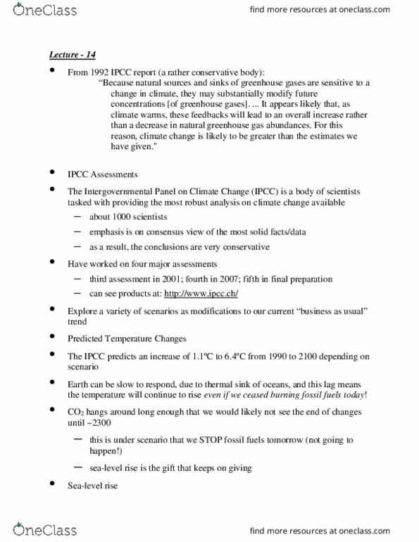 EES 0836 Lecture Notes - Lecture 14: Sea Level Rise, Elizabeth Kolbert, Polar Ice Cap thumbnail