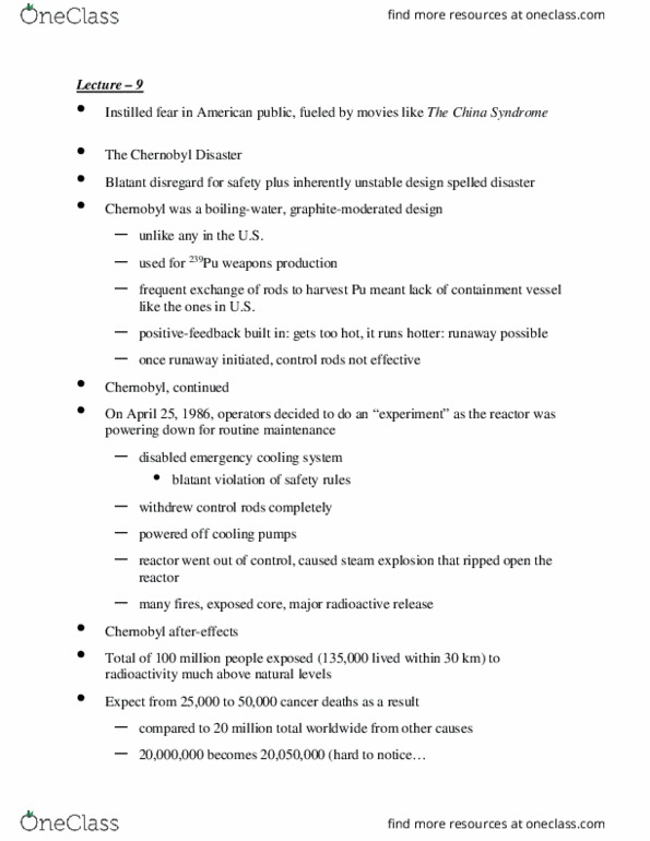 EES 0836 Lecture Notes - Lecture 9: Half-Life, Gas Explosion, Plutonium thumbnail