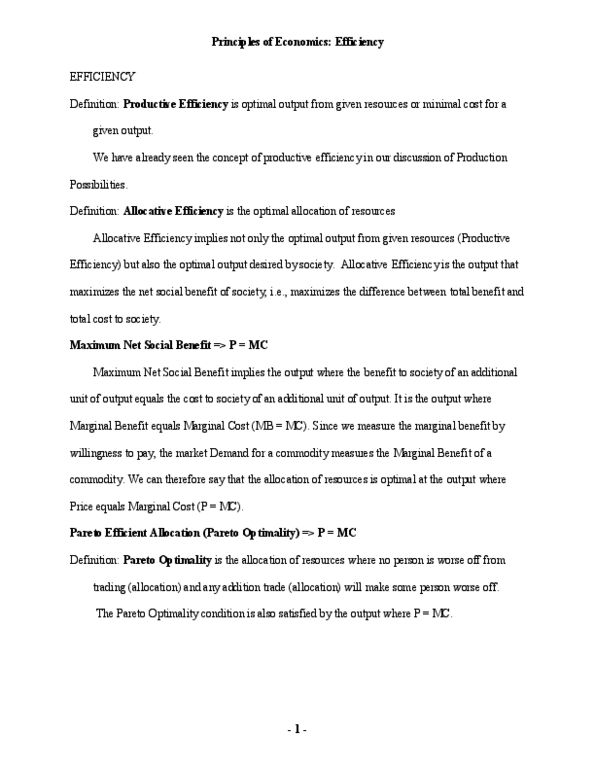 ACTG 2010 Lecture Notes - Pareto Efficiency, Allocative Efficiency, Productive Efficiency thumbnail