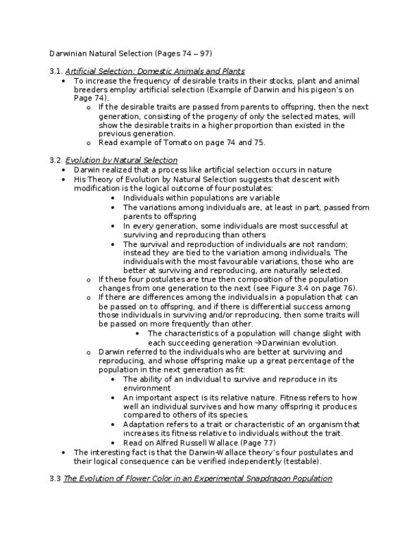 BIOL 1500 Lecture Notes - Antirrhinum, Selective Breeding, Natural Selection thumbnail