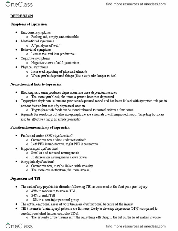 PSYC 301 Lecture Notes - Lecture 2: Reuptake, Attention Deficit Hyperactivity Disorder, Retrograde Amnesia thumbnail