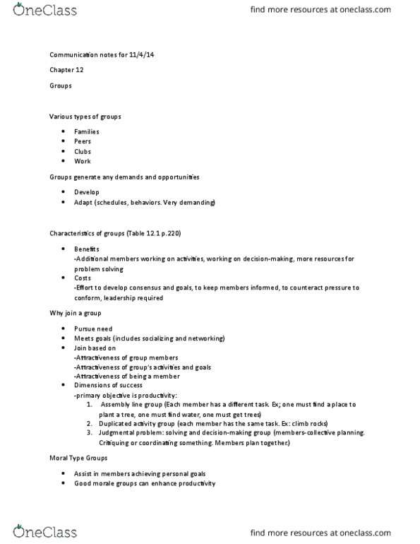 04:192:201 Lecture Notes - Lecture 25: Groupthink, Cooperativeness, Assertiveness thumbnail