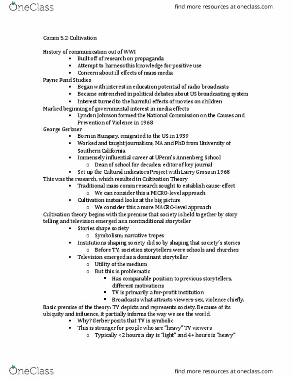 COMM 1100 Lecture Notes - Lecture 11: Fokker E.Ii, Content Analysis, Payne Fund Studies thumbnail