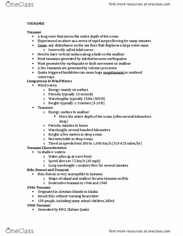 GEOL105 Lecture Notes - Lecture 3: Oceanic Basin, Pacific Tsunami Warning Center, Epicenter thumbnail