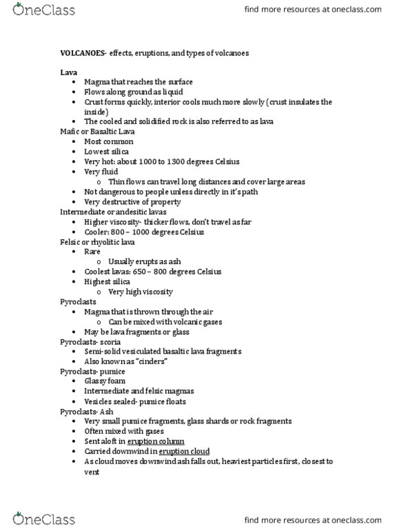 GEOL105 Lecture Notes - Lecture 4: Subduction, Plinian Eruption, Strombolian Eruption thumbnail