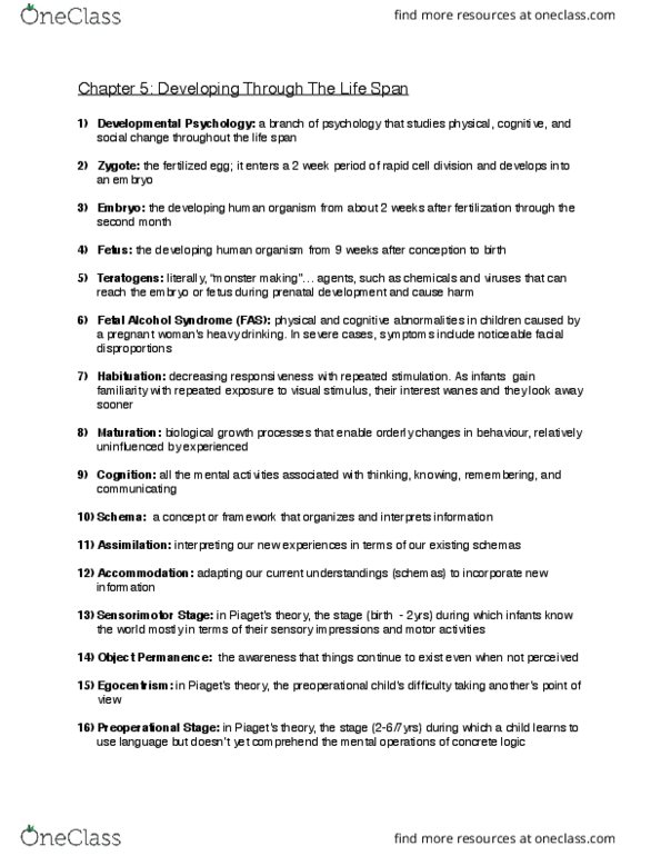 PSY 1102 Chapter Notes - Chapter 5: Egocentrism, Cell Growth, Prenatal Development thumbnail