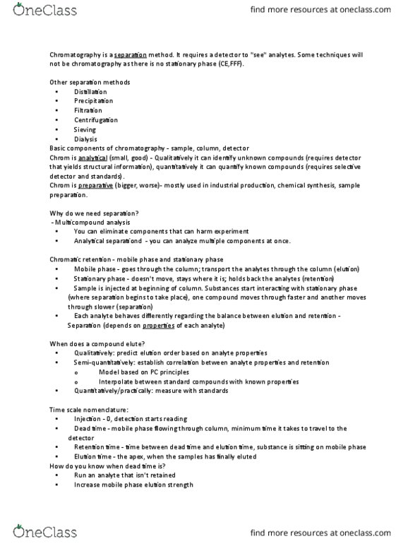 CHEM 3400 Lecture Notes - Lecture 3: Theoretical Plate, Miscibility, Elution thumbnail