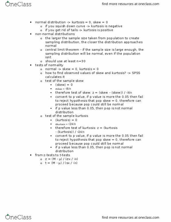 PSYC 3000 Lecture Notes - Lecture 8: Central Limit Theorem, Sampling Distribution thumbnail