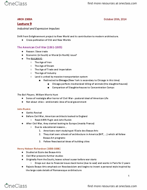 ARCH 2300 Lecture Notes - Lecture 9: William Morris Hunt, Home Insurance Building, Wasmuth Portfolio thumbnail