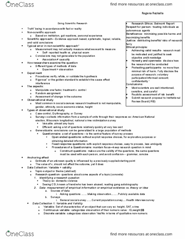 SOCI301 Lecture Notes - Lecture 1: Sampling Frame, Nonprobability Sampling, Selection Bias thumbnail