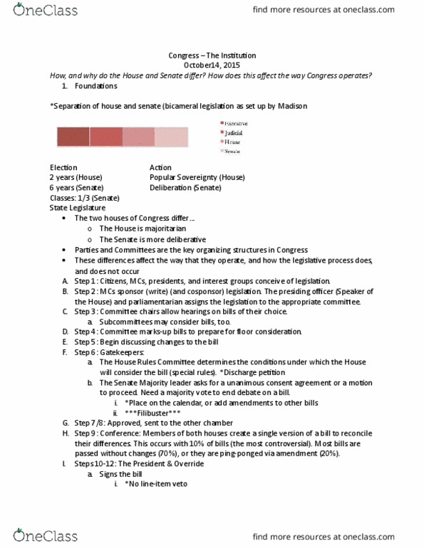 POL 1001 Lecture Notes - Lecture 7: Democratic Study Group, Secret Ballot, United States House Committee On Rules thumbnail