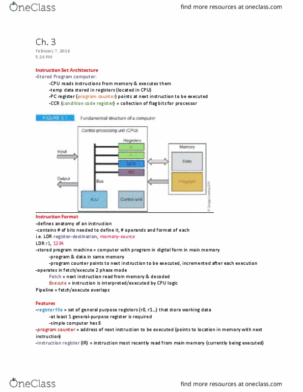 Computer Science 2208A/B Chapter Notes - Chapter 3: Subroutine, Memory Address Register, Try This thumbnail