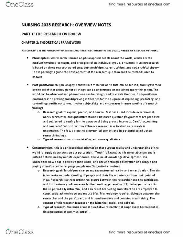 NURS 2035 Lecture Notes - Lecture 1: Null Hypothesis, Audit, Convenience Sampling thumbnail