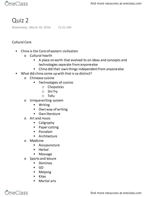 GEOG 1014 Lecture Notes - Lecture 3: Papercutting, Shang Dynasty, Acupuncture thumbnail