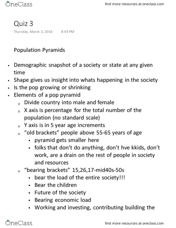 GEOG 1014 Lecture Notes - Lecture 21: Infant Mortality, One-Child Policy, Food Systems thumbnail