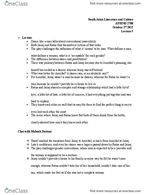 HND 2700 Lecture Notes - Lecture 5: Satyajit Ray, Binoculars, Gitanjali thumbnail