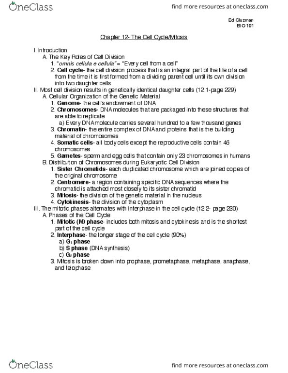 BIO 191 Chapter Notes - Chapter 12: Metastasis, Cancer, Benign Tumor thumbnail