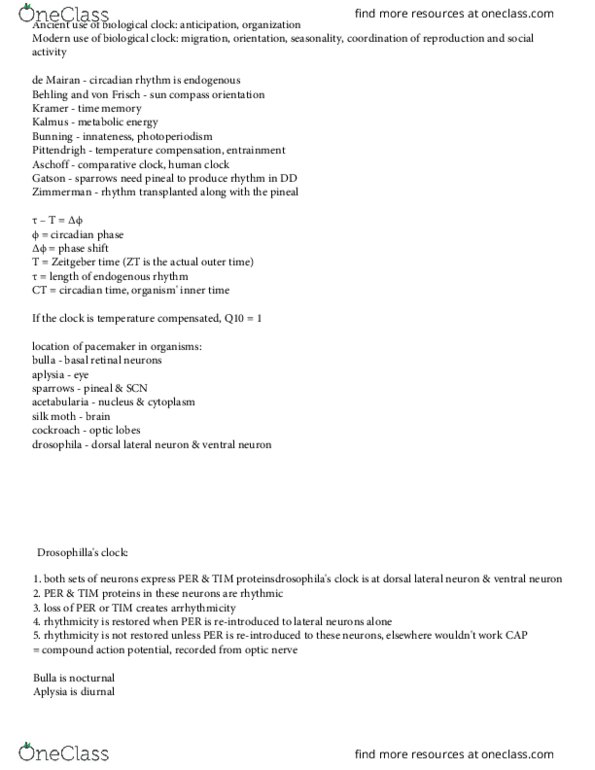 PSY397H1 Lecture Notes - Lecture 10: Neuropeptide Y, Master Clock, Freerunning thumbnail