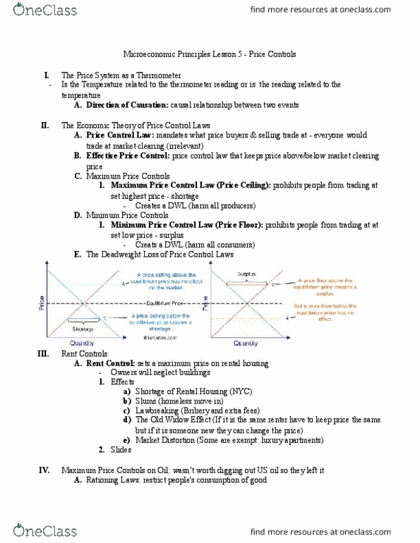 ECON 102 Lecture Notes - Lecture 5: Fair Labor Standards Act, Price Controls, Market Clearing thumbnail