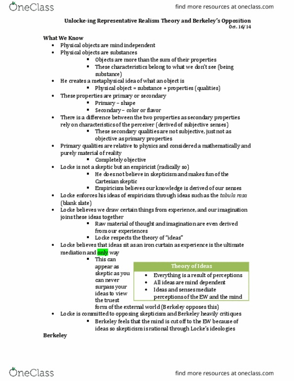 PHIL 1000H Lecture Notes - Lecture 9: Cartesian Doubt, Tabula Rasa, Hylas thumbnail