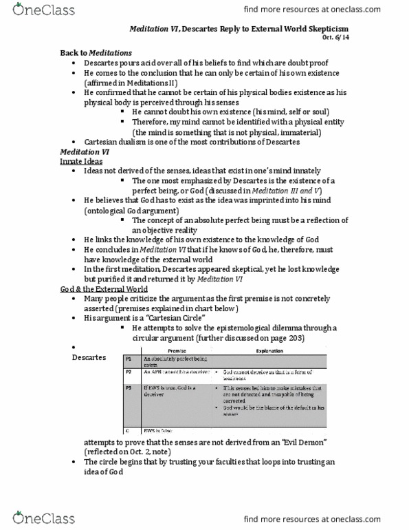 PHIL 1000H Lecture Notes - Lecture 7: Circular Reasoning, Evil Demon thumbnail