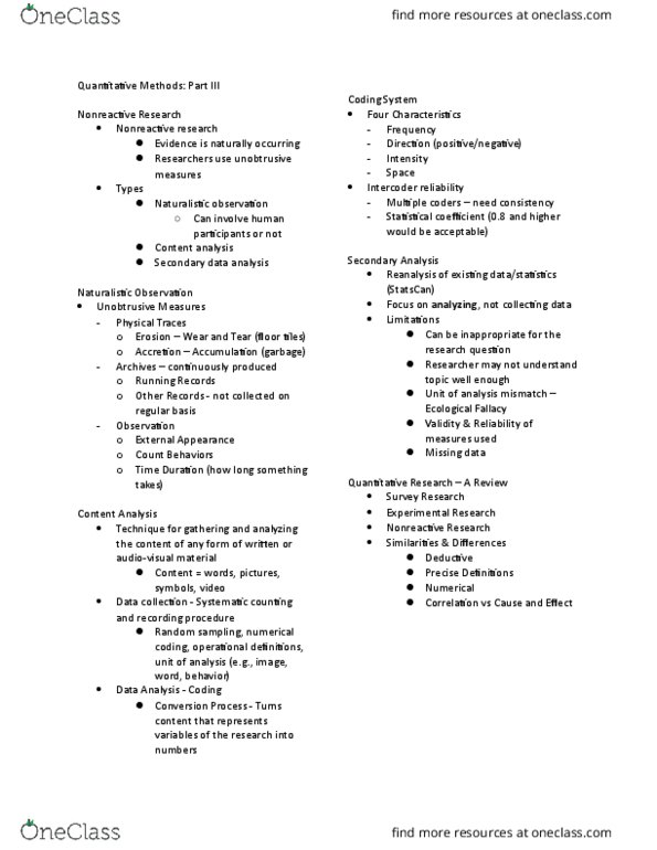 APA 2180 Lecture Notes - Lecture 14: Missing Data, Fallacy, Naturalistic Observation thumbnail