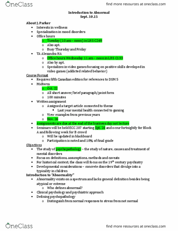 PSYC 2300H Lecture Notes - Lecture 1: American Psychiatric Association, Egosyntonic And Egodystonic, Intermittent Explosive Disorder thumbnail